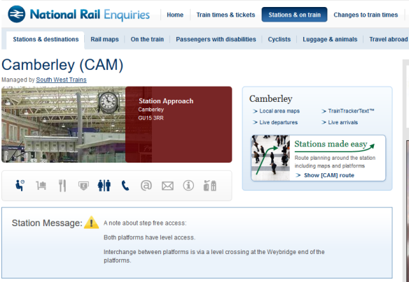 Nat Rail re Camberley Station